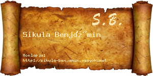 Sikula Benjámin névjegykártya